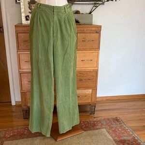 J. Peterman Olive Wide Leg Corduroy Pants